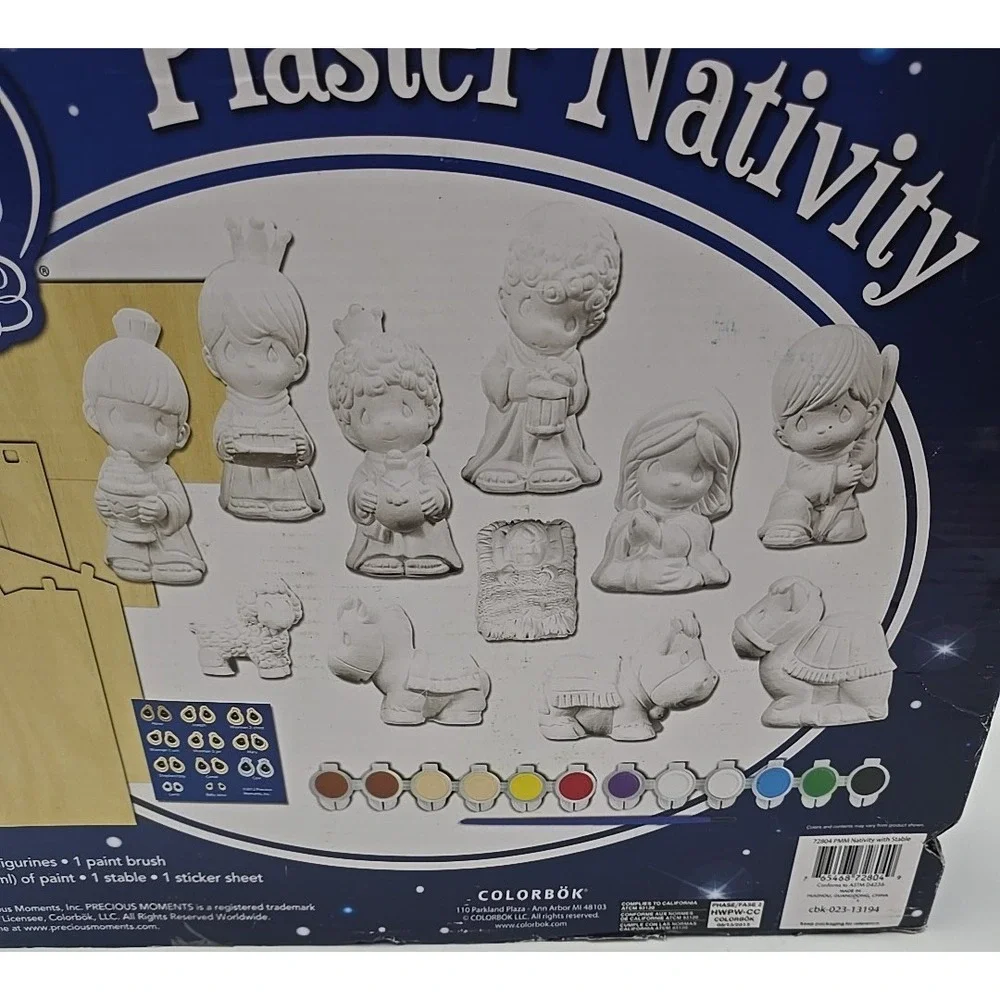 Precious‎ Moments Plaster Nativity Paintable Figurines 11 Pieces Paint Christmas